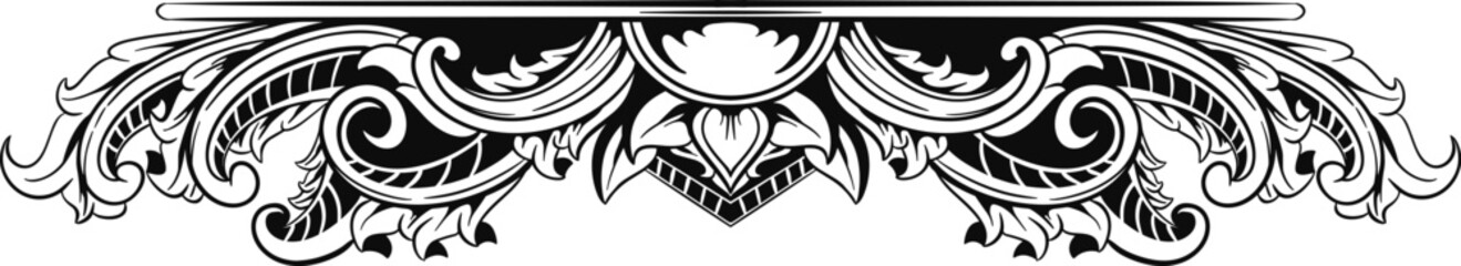 Black White Floral Decoration Ornament for Wedding Invitation Vintage Transparent Background