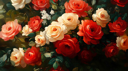 Vibrant floral display botanical garden art composition nature close-up beauty of roses in bloom