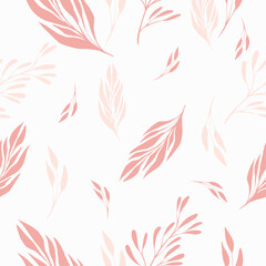 Fototapeta premium Pink Leaves Seamless Pattern