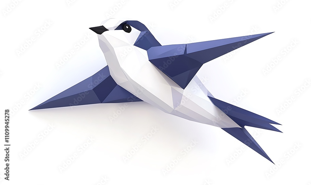 Poster a stylized, geometric representation of a bird in flight, emphasizing design and creativity.