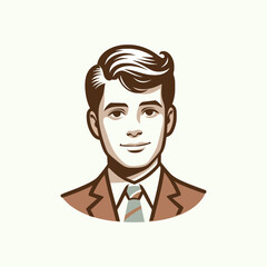 young man profile picture retro vintage vector illustration template design