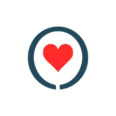 letter O with love logo vector illustration template design