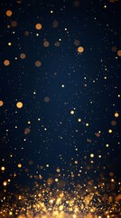 Elegant golden bokeh lights create a luxurious backdrop, perfect for festive occasions like Christmas and New Year celebrations. Ideal for invitations or greeting cards.
