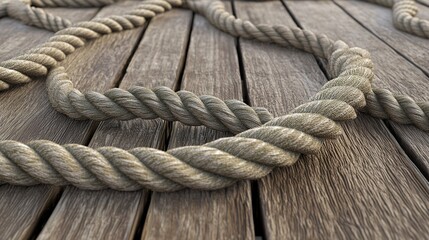 Fototapeta premium Realistic 3D illustration of ropes, featuring detailed textures, realistic twists, and dynamic shadows, perfect for design, construction, and nautical-themed projects.