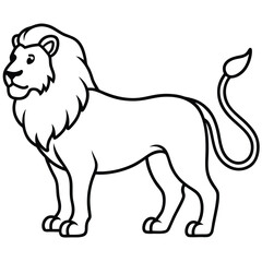 Vector Illustration of Lion Logo Icon in Line Art Style