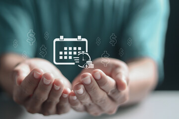 Time management concept, time is money, business management, time value of money, tax, payment...