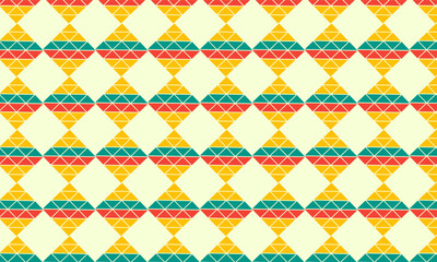 A vibrant, colorful pattern featuring diamond shapes in a minimalist style.