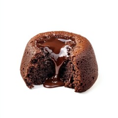 A decadent chocolate lava cake oozing with molten center, isolated white background, impressionism art style