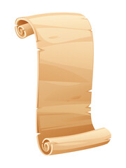 Parchment banner scroll paper with curled edges, perfect for text or design elements. Vector cartoon illustration