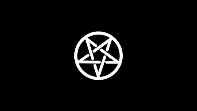 Satanic star white icon motion video