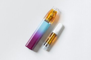 Cannabis Distillate filled electronic oil cartridge and disposable Vape