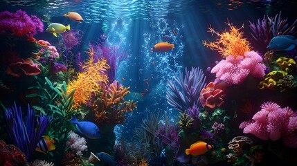 Obraz premium Beautiful underwater world There are sea animals and corals.