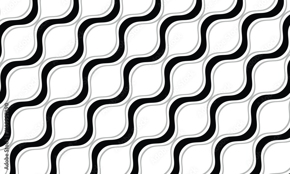 Poster abstract monochrome geometric black grey smooth wave line pattern design can be used background.