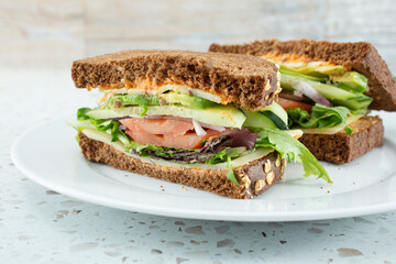 A view of a veggie sandwich.