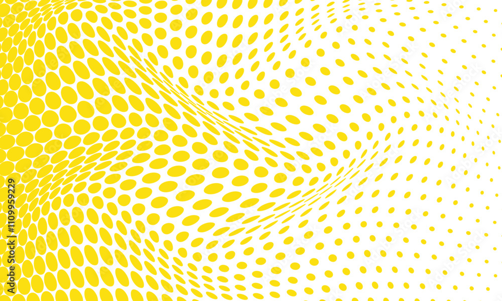 Poster abstract monochrome geometric big to small yellow wave dot pattern can be used background.