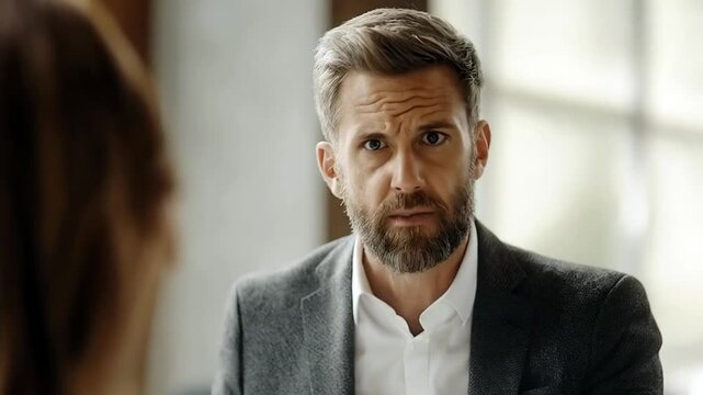 A Passionate Lawyer Arguing Fiercely with Anger in a Heated Room