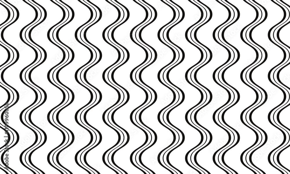 Poster abstract monochrome geometric smooth wave line pattern can be used background.