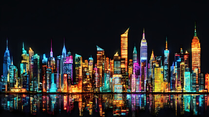 Obraz premium Skyline, illustration. Illuminated. Illustration