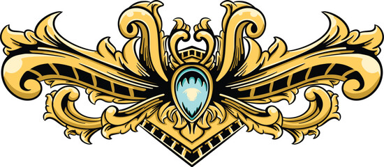 Naklejka premium Wedding Luxury Ornament with Jewel Shape Decorative Engraved Vintage