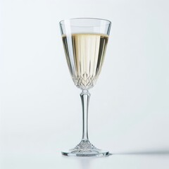 Crystal champagne glass with white plain background

