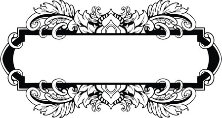 Black White Floral Decoration Ornament for Wedding Invitation Vintage Transparent Background