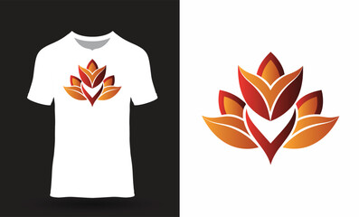 white t-shart with flower logo template design