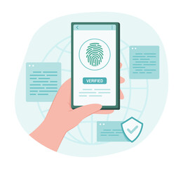 Human Hand Scan Fingerprint for Biometrics Scanning for Protection of Personal Data Concept Illustration