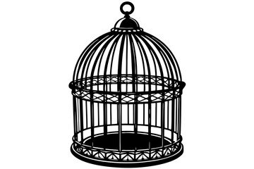 Cute birdcage isolated on vector art illustration