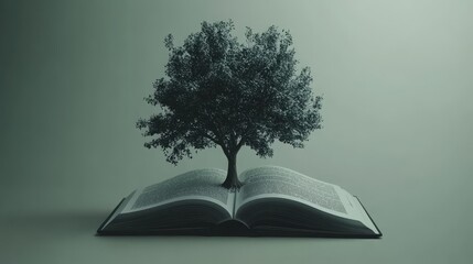 Creative Tree Emerging from Open Book