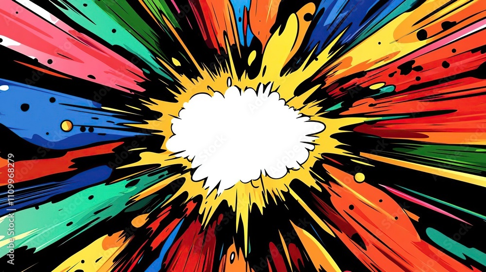 Poster a vibrant explosion of colors with a blank center for text or design elements.
