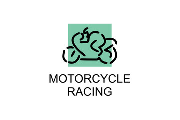 motorcycle racing sport vector line icon. motorcyclists speeding around the circuit. sport pictogram illustration.