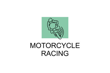 motorcycle racing sport vector line icon. motorcyclists speeding around the circuit. sport pictogram illustration.