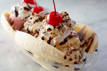 A closeup view of a sundae.