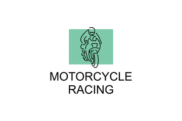 motorcycle racing sport vector line icon. motorcyclists speeding around the circuit. sport pictogram illustration.