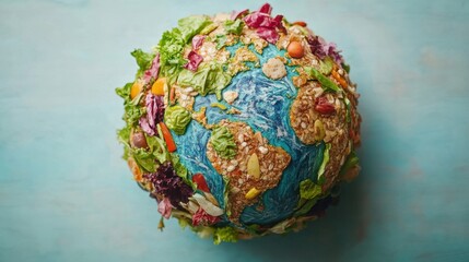Creative Edible Earth Model Made of Fruits and Vegetables
