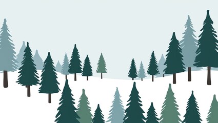 Obraz premium A serene winter landscape with evergreen trees and soft snow.