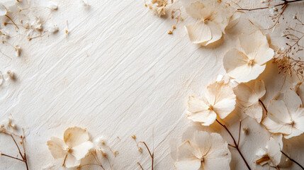 Dried Flowers on Textured Paper Background