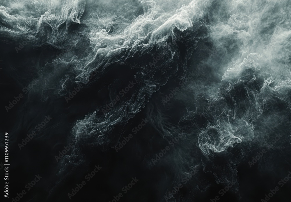 Poster ethereal smoke or fog textures in dark background for creative projects, abstract art, and mysteriou