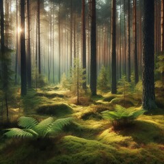 morning in a pine forest
