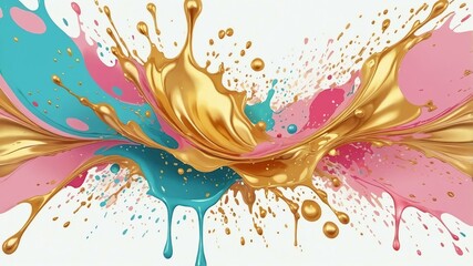 abstract gold liquid splash isolated on a white background