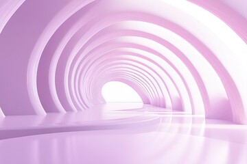 Naklejka premium 3d illustration of futuristic white and light purple stripes background with curved and geometric round shape 