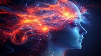 A Woman's Face with Surrounding Cosmic Energy