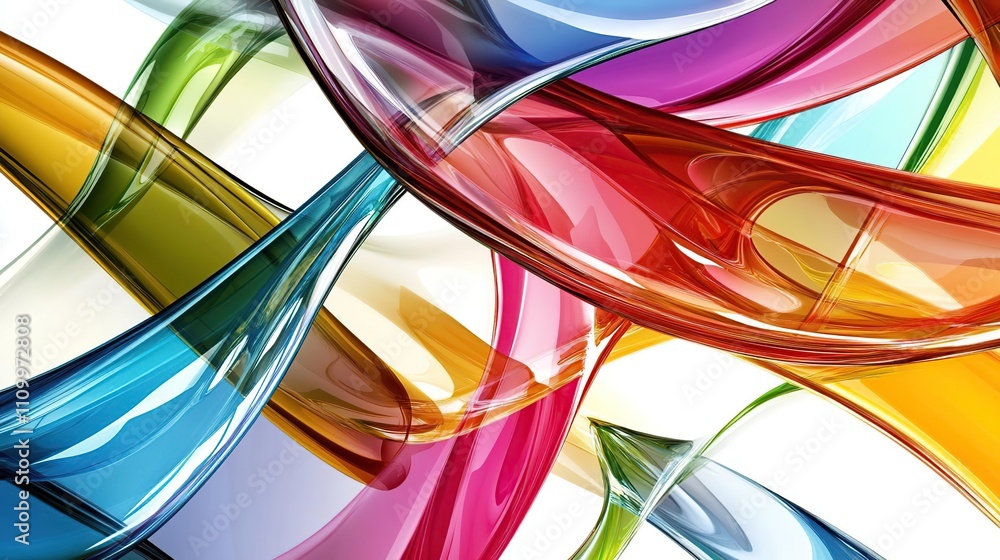 Poster colorful, flowing abstract shapes creating a vibrant, dynamic visual composition.