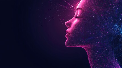 Digital Portrait of a Woman in a Neon Web