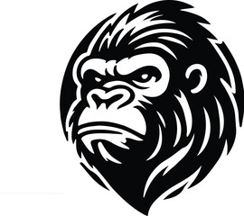 gorilla head silhouette logo in flat style