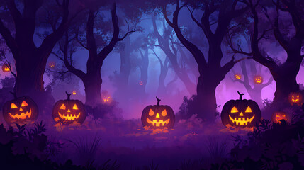 Fototapeta premium dark jackolanterns forest
