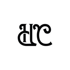 HC monogram logo design letter text name symbol monochrome logotype alphabet character simple logo