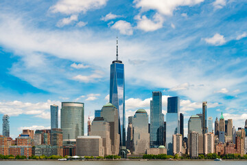 Fototapeta premium Manhattan's beautiful skyline, New York, United States. New York City with Manhattan Skyline over Hudson River,New York City, USA .View of New York city skyline in Midtown Manhattan.