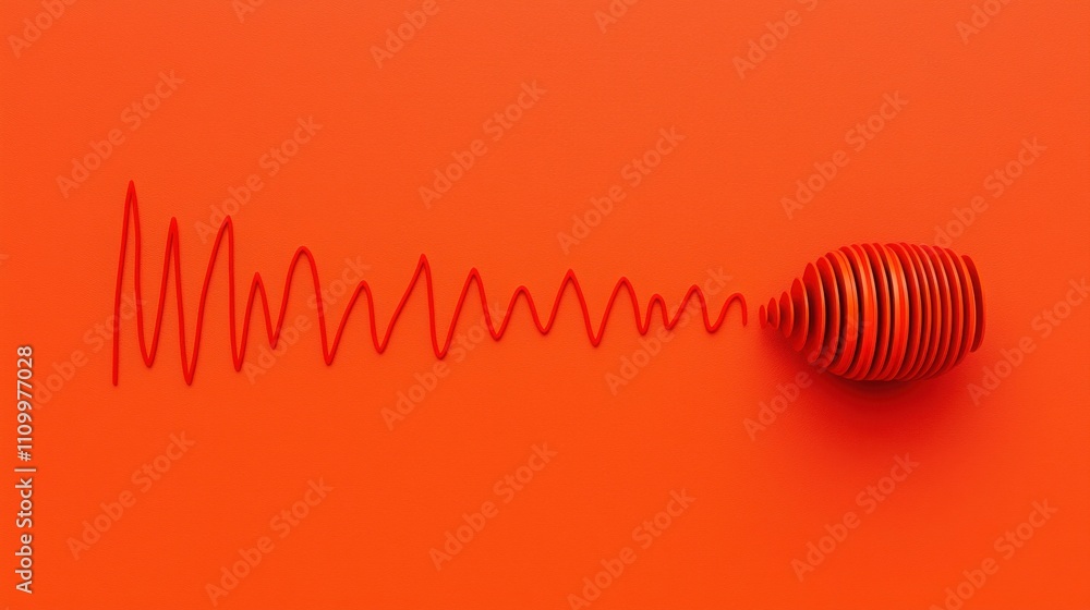 Poster a voice needs clarity and speech. red background with a spiraled object and a zigzag pattern.