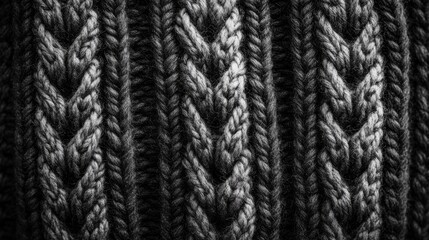 Close-up Black and White Knitted Fabric Texture